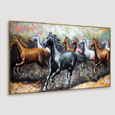 WallCry Big Panoramic Running Horses Abstract Design Canvas
