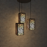 Wooden Ceiling Pendant Light Round Pattern Design Modern Lamp For Home Decoration Living Room