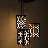 Round Pattern Wooden Modern Lamp Hanging Ceiling Light For Home Decoration Living Room