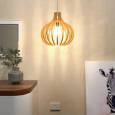 Modern Design Onion Shape Wooden Ceiling Lamp For Home Decoration Living Room