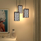 Wooden Ceiling Pendant Light Triangle Pattern Design Modern Lamp For Home Decoration Living Room