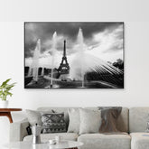 Dancing Fountain & Eiffle Tower Monochromic Framed Wall Art