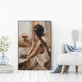 Lady With A Wine Glass Framed Wall Art