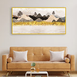 3D Mural Wallpaper for Walls – Golden Mountains, Birds, Trees & Moon Landscape | Size 2x4 Feet