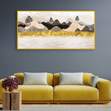 3D Mural Wallpaper for Walls – Golden Mountains, Birds, Trees & Moon Landscape | Size 2x4 Feet