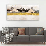 3D Mural Wallpaper for Walls – Golden Mountains, Birds, Trees & Moon Landscape | Size 2x4 Feet
