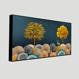 3D Golden Deer & Birds Landscape Wall Art ISize 2x4 Feet