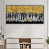 Deer Family in Misty Woods | Modern Nature Wall Decor Canvas
