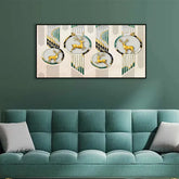 3D Golden Deer Circles Wall Art | Size 2x4 Feet