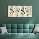 3D Golden Deer Circles Wall Art | Size 2x4 Feet