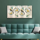 3D Golden Deer Circles Wall Art | Size 2x4 Feet