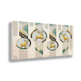 3D Golden Deer Circles Wall Art | Size 2x4 Feet