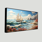 3d-ship-with-sea-landscape | Size 2x4 Feet