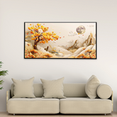 3d-wallpaper-golden-tree-life-with-white-flowers-3d-mural-wallpaper-high-quality | Size 2x4 Feet