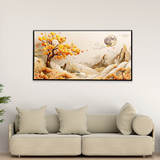 3d-wallpaper-golden-tree-life-with-white-flowers-3d-mural-wallpaper-high-quality | Size 2x4 Feet