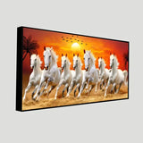 Seven Running horses in sun rise canvas painting for living room,bedroom, office, hotel et. big size 48x24 inch ready to hang