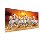 Seven Running horses in sun rise canvas painting for living room,bedroom, office, hotel et. big size 48x24 inch ready to hang
