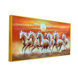 Decorative 7 Running Horses Vastu Wall Painting | Artistic Canvas for Positive Energy & Motivation | Ideal for Office or Home | 4x2 Ft