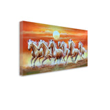 Decorative 7 Running Horses Vastu Wall Painting | Artistic Canvas for Positive Energy & Motivation | Ideal for Office or Home | 4x2 Ft
