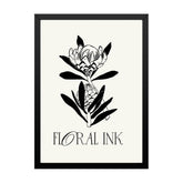 Botanical Trendy Black and White Vintage Flowers Modern Art Photo Frame
