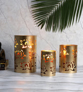 Lotus Etching Votive Tealight Holder Set of 3