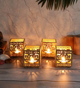 Lotus Etching Tealight Holder Set of 4