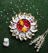 Gold & White Flower Cut Urli