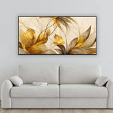 Golden Bloom Abstract Floral Canvas Ar | Size 2x4 Feet