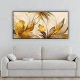 Golden Bloom Abstract Floral Canvas Ar | Size 2x4 Feet