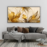 Golden Bloom Abstract Floral Canvas Ar | Size 2x4 Feet