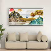 Abstract Golden 3D Geometry Modern Wall Art | Size 2x4 Feet