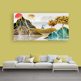 Abstract Golden 3D Geometry Modern Wall Art | Size 2x4 Feet