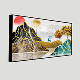 Abstract Golden 3D Geometry Modern Wall Art | Size 2x4 Feet