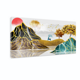 Abstract Golden 3D Geometry Modern Wall Art | Size 2x4 Feet