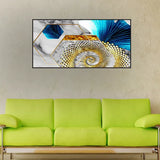 Abstract Geometry Gold & Orange Wall Art | Size 2x4 Feet