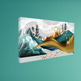 abstract-oil-paintings-geometry-porch-stereo-golden-background-fashion-modern-art-wall| Size 2x4 Feet