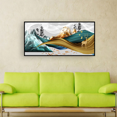 abstract-oil-paintings-geometry-porch-stereo-golden-background-fashion-modern-art-wall| Size 2x4 Feet