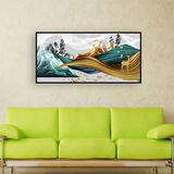 abstract-oil-paintings-geometry-porch-stereo-golden-background-fashion-modern-art-wall| Size 2x4 Feet