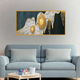 Abstract Oil Painting Golden Line Texture Wall Art | Size 2x4 Feet