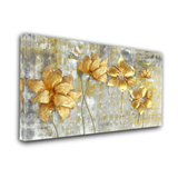 Beautiful Golden Floral canvas painting for living room,bedroom, office, hotel etc. Ready to hang