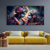 Radha Krishna Canvas Wall Art – Traditional Indian Cultural Painting