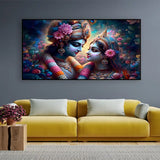 Radha Krishna Canvas Wall Art – Traditional Indian Cultural Painting