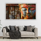 Radiant Aura Buddha Canvas Painting With Frame