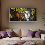 Buddha Wall Painting for Mindful Interiors canvas painting for living room,bedroom, office, hotel et. big size 48x24 inch ready to hang
