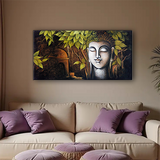 Buddha Wall Painting for Mindful Interiors canvas painting for living room,bedroom, office, hotel et. big size 48x24 inch ready to hang