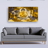 Golden Buddha canvas painting for living room,bedroom, office, hotel et. big size 48x24 inch ready to hang