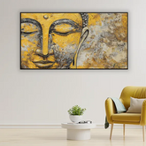 Golden Serenity Buddha Canvas Painting With Frame