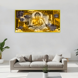 Golden Buddha canvas painting for living room,bedroom, office, hotel et. big size 48x24 inch ready to hang