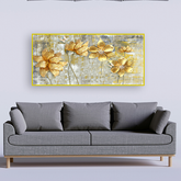 Beautiful Golden Floral canvas painting for living room,bedroom, office, hotel etc. Ready to hang