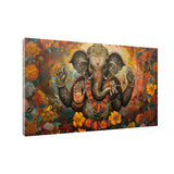 Divine Lord Ganesha Canvas Wall Art | Floating Frame Spiritual Painting